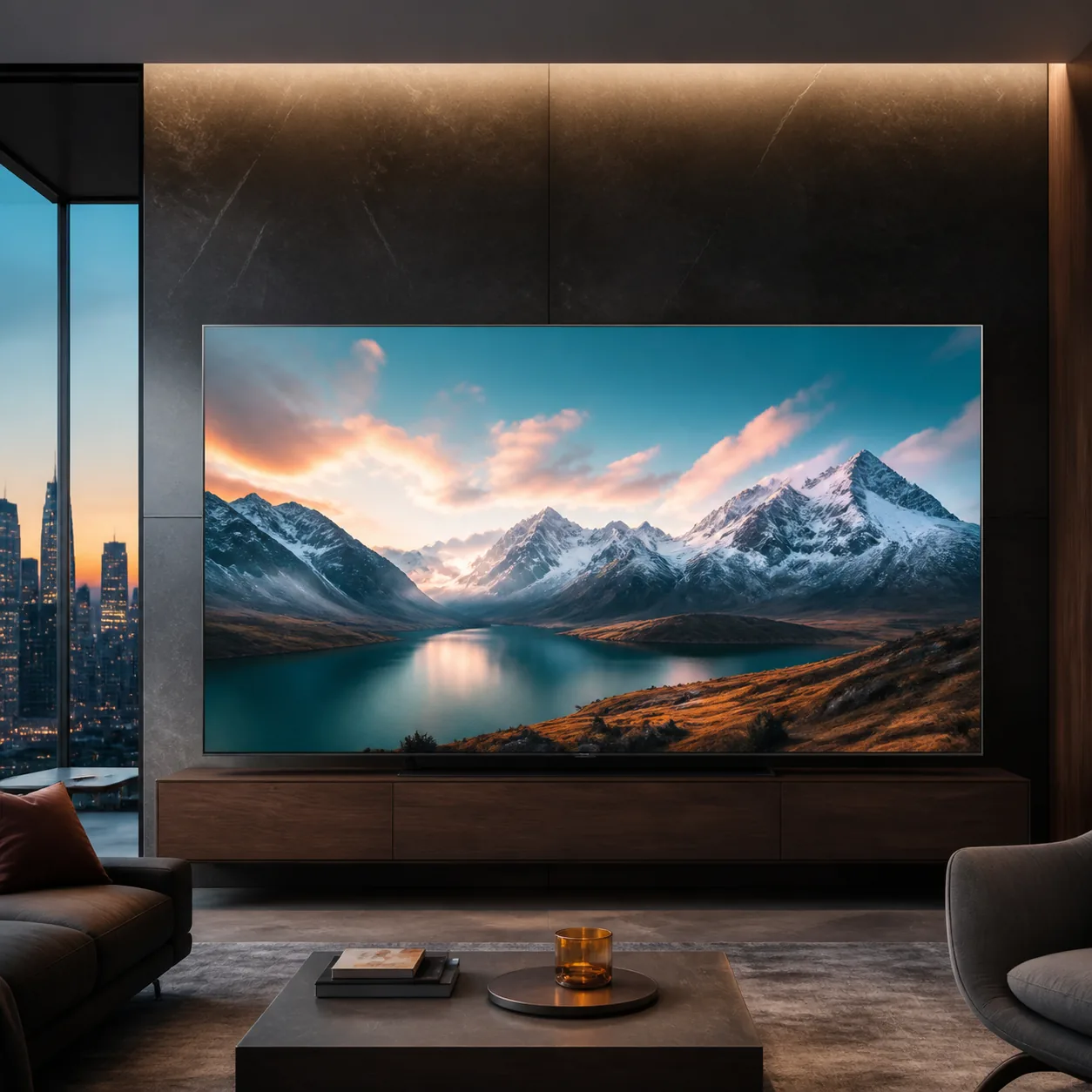 Большой телевизор TCL в современном интерьере